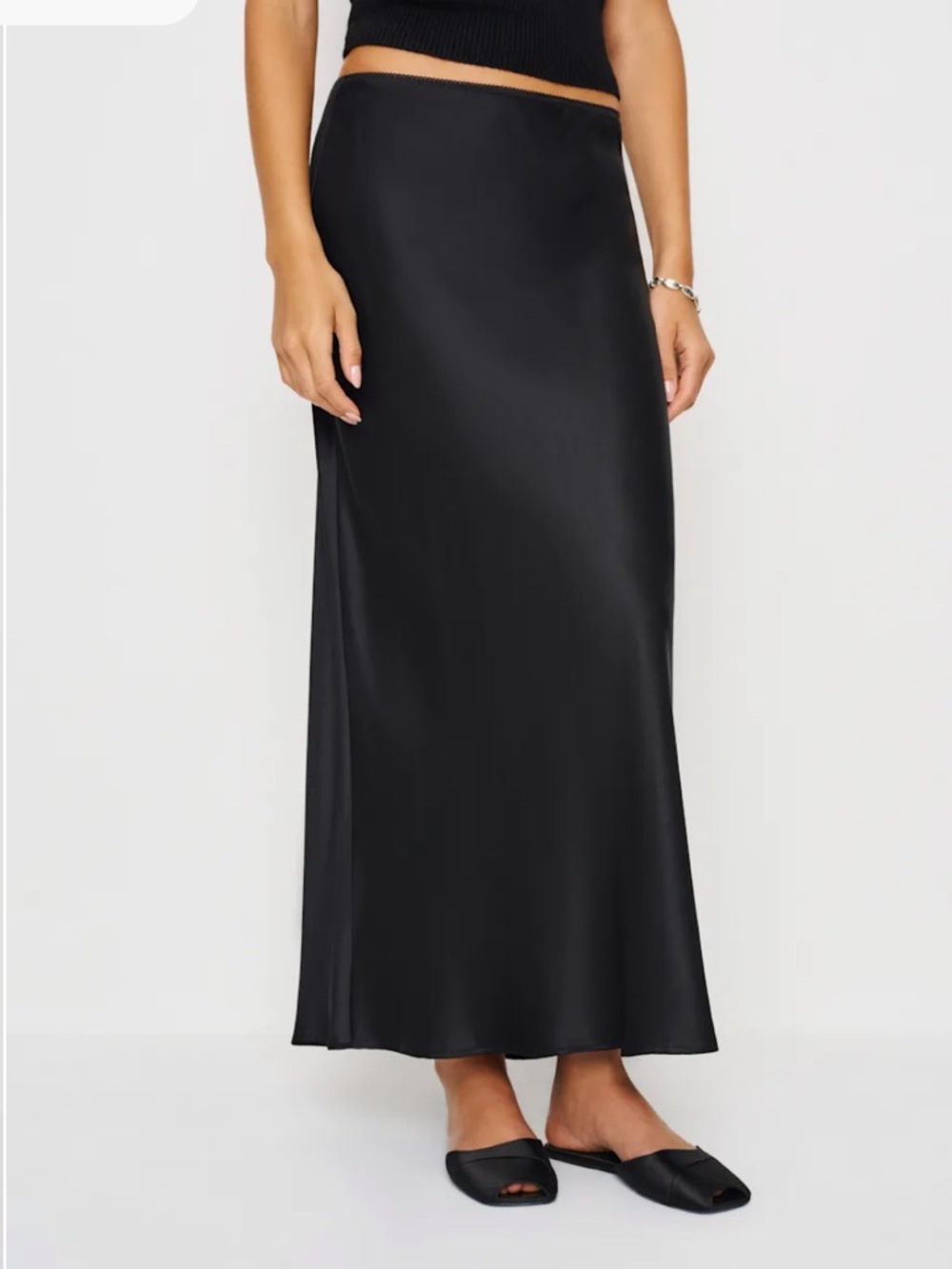 Reformation Black Layla Silk Maxi Skirt